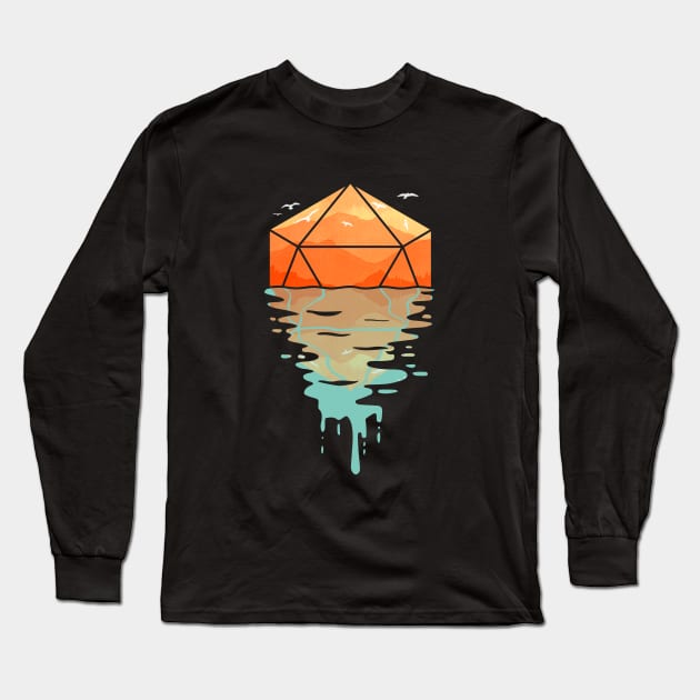 Rippling d20 - DnD Dungeons & Dragons D&D Long Sleeve T-Shirt by Glassstaff